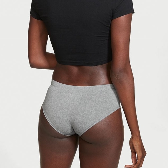 Victoria's Secret Seamless Logo Hiphugger Panty Heather Gray Large NEW - Picture 2 of 3